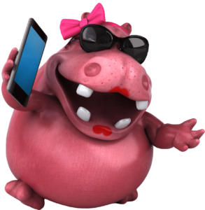 rosie hippo on the phone